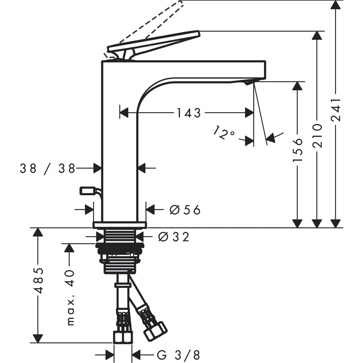 AXOR-Citterio-Single-lever-basin-mixer-160-with-lever-handle-and-pop-up-waste-set-rhombic-cut-39071-technical-01
