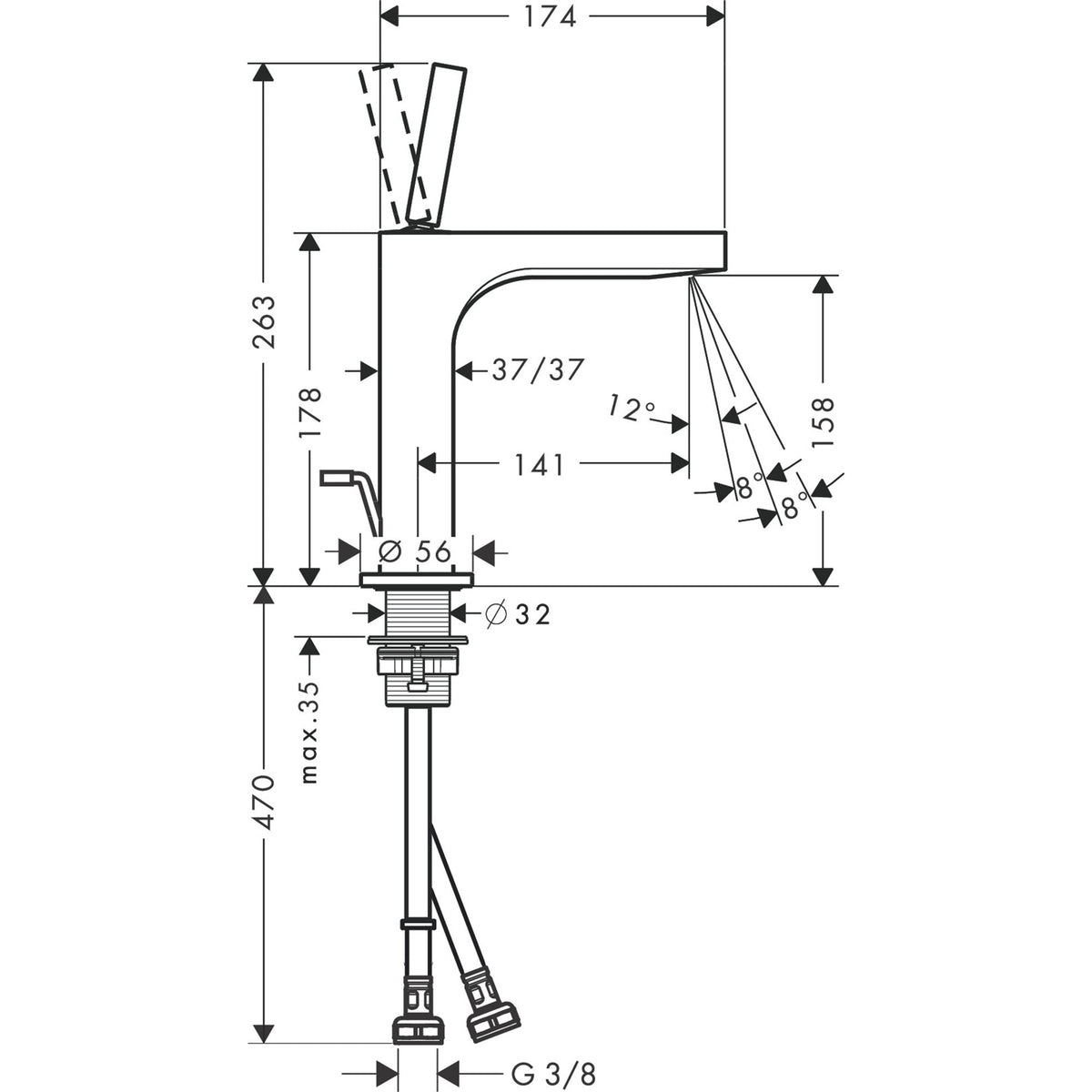 AXOR-Citterio-Single-lever-basin-mixer-160-with-pin-handle-and-pop-up-waste-set-39031-technical-02
