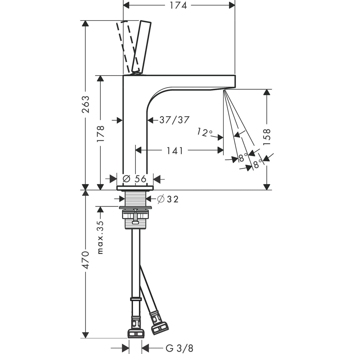 AXOR-Citterio-Single-lever-basin-mixer-160-with-pin-handle-and-waste-set-39032-technical-02