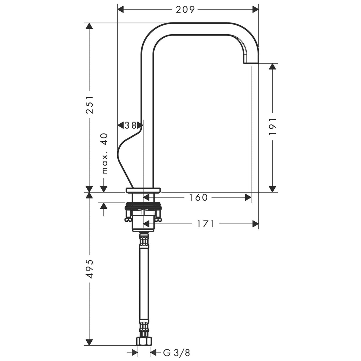 AXOR-Citterio-Single-lever-basin-mixer-190-with-pin-handle-and-waste-set-39037-technical-02