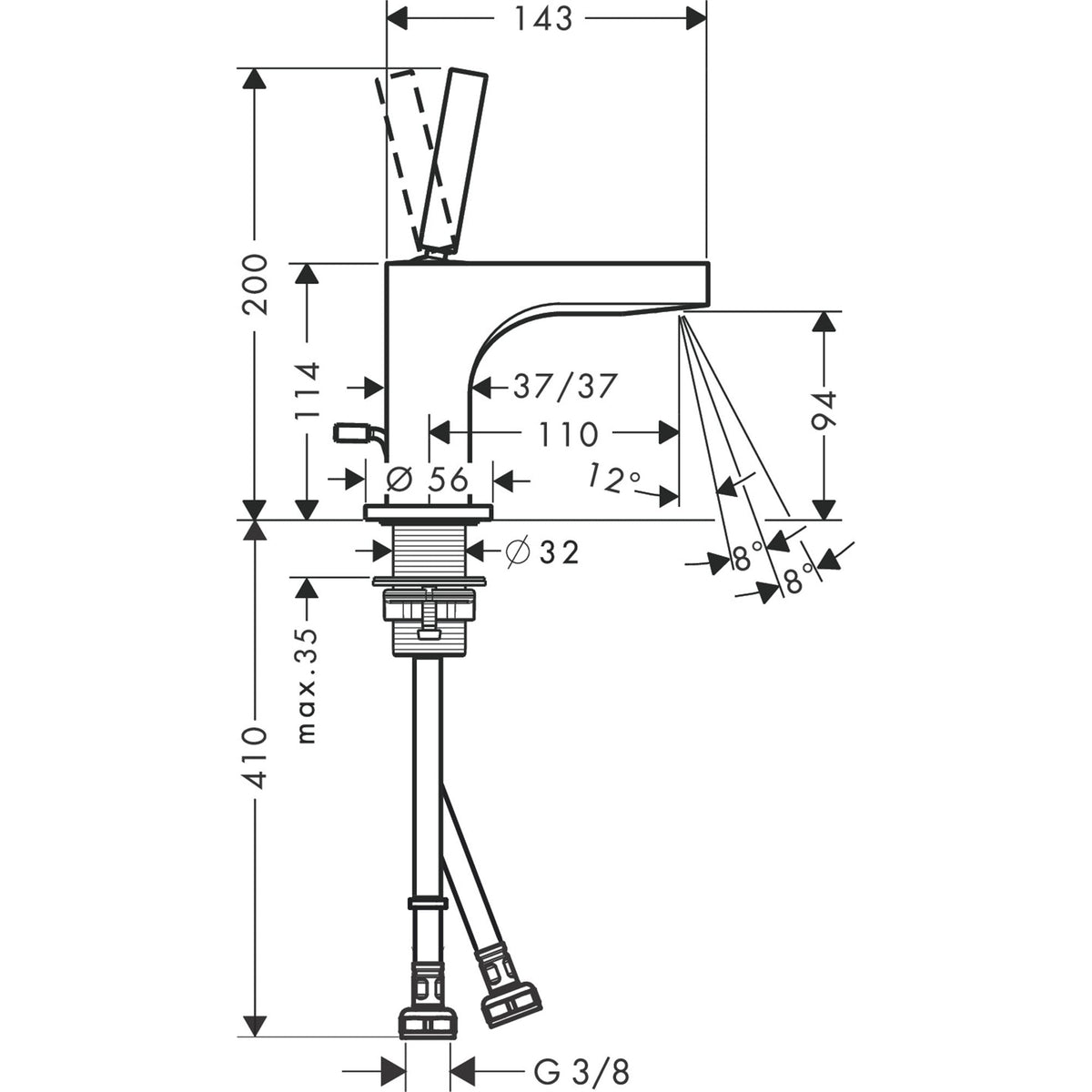 AXOR-Citterio-Single-lever-basin-mixer-90-with-pin-handle-for-hand-wash-basins-with-pop-up-waste-set-39035-technical-02
