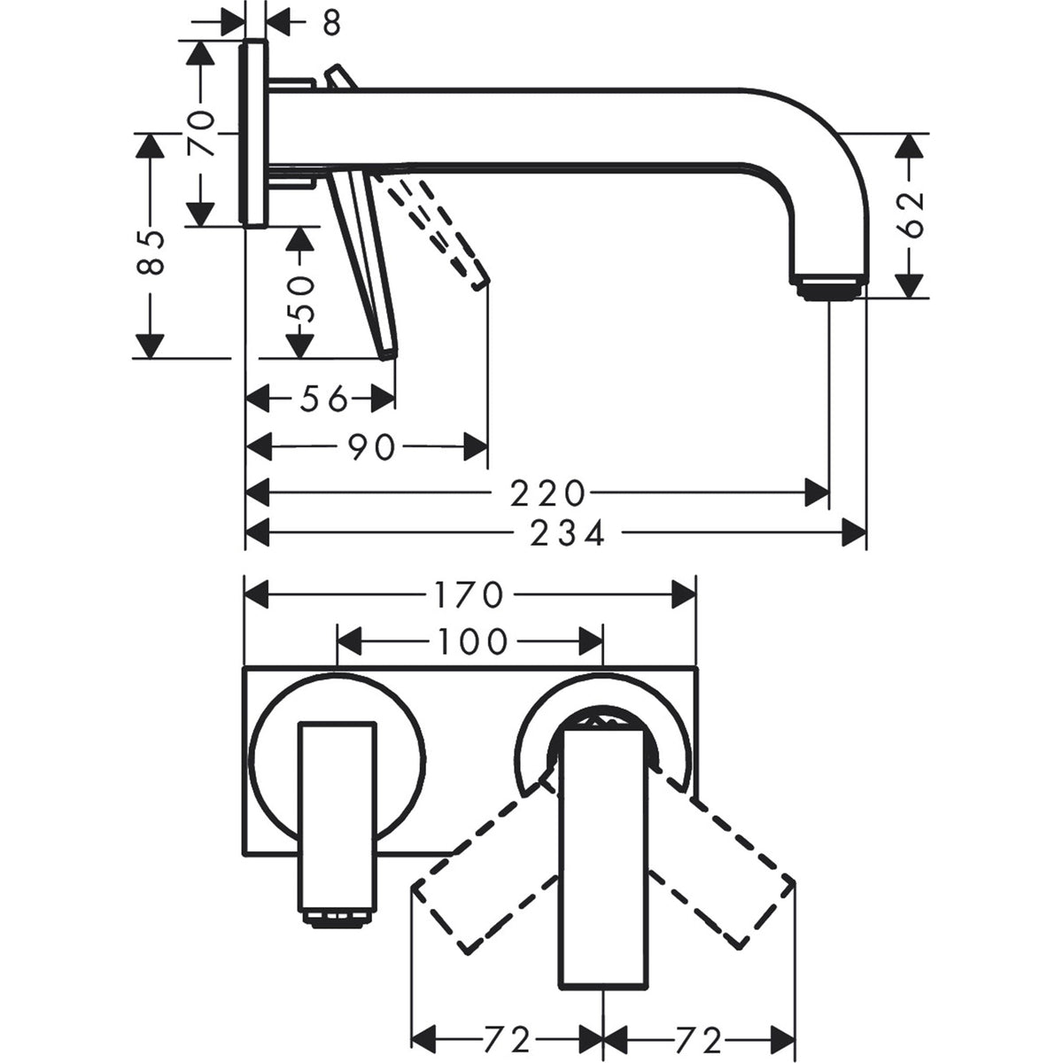 AXOR-Citterio-Single-lever-basin-mixer-for-concealed-installation-wall-mounted-with-lever-handle-spout-220-mm-and-plate-39119-technical-01