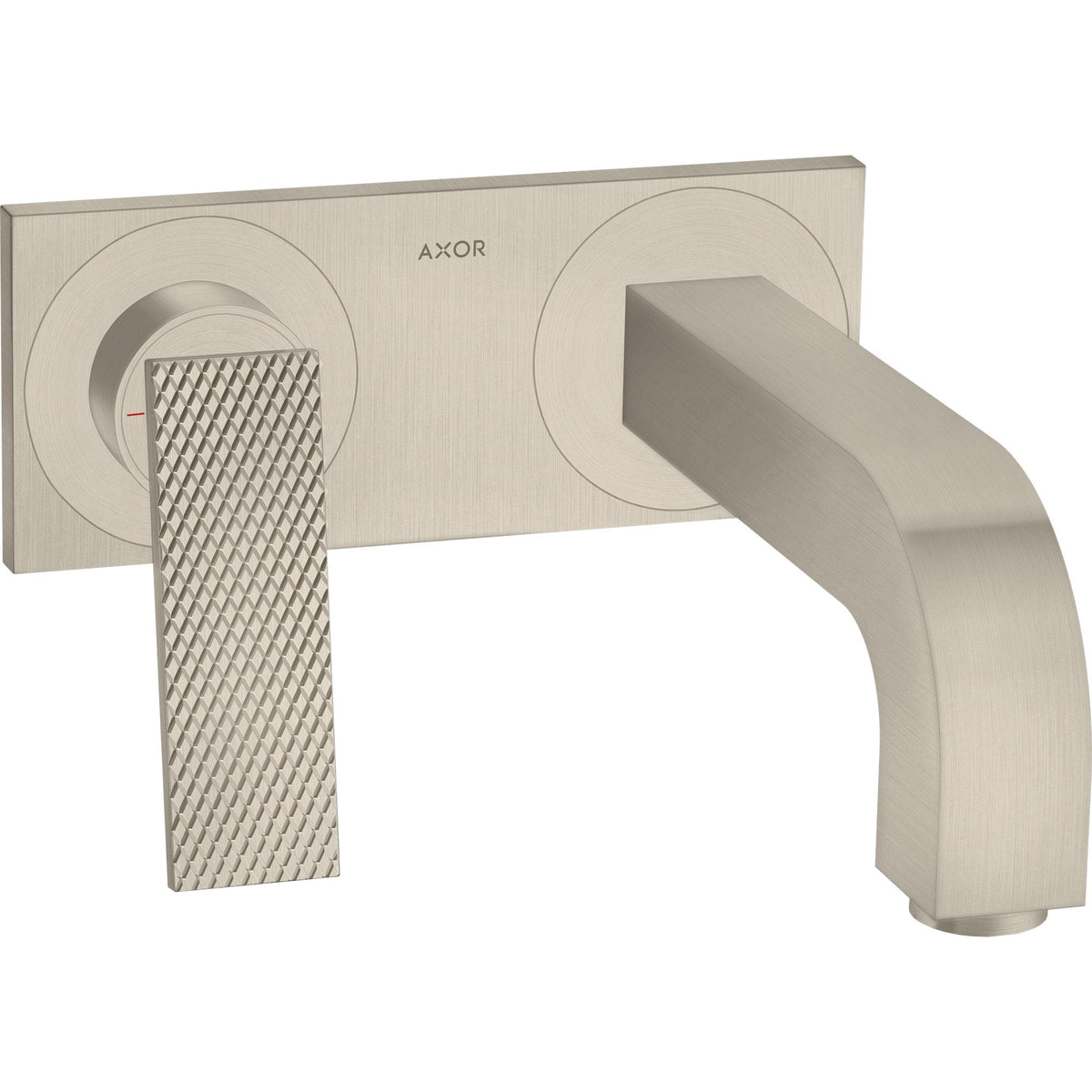 AXOR-Citterio-Single-lever-basin-mixer-for-concealed-installation-wall-mounted-with-lever-handle-spout-220-mm-and-plate-rhombic-cut-Brushed-Nickel-39171820