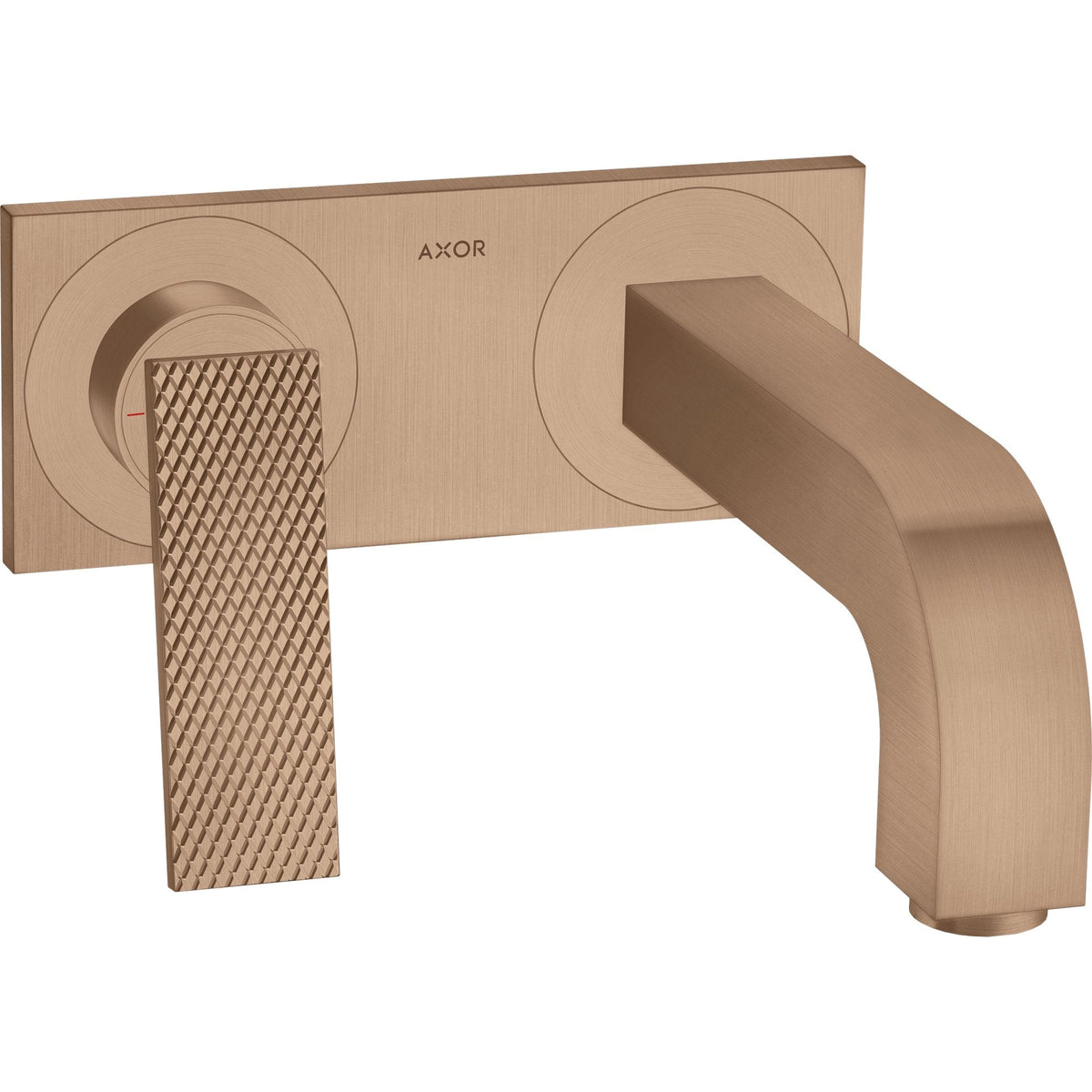 AXOR-Citterio-Single-lever-basin-mixer-for-concealed-installation-wall-mounted-with-lever-handle-spout-220-mm-and-plate-rhombic-cut-Brushed-Red-Gold-39171310