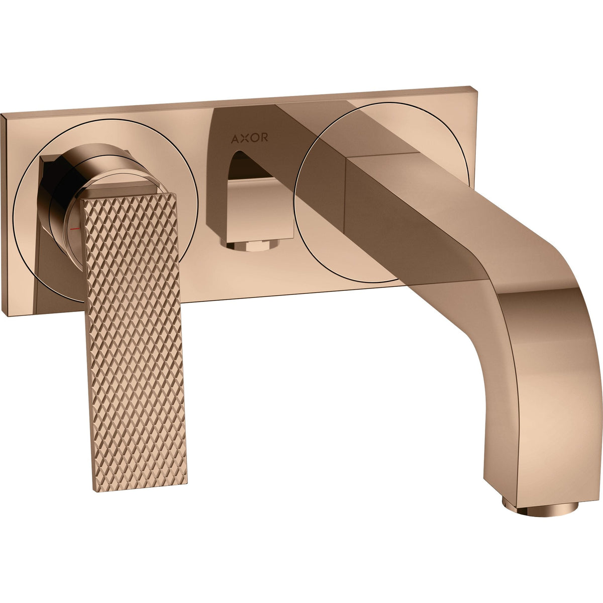 AXOR-Citterio-Single-lever-basin-mixer-for-concealed-installation-wall-mounted-with-lever-handle-spout-220-mm-and-plate-rhombic-cut-Polished-Red-Gold-39171300