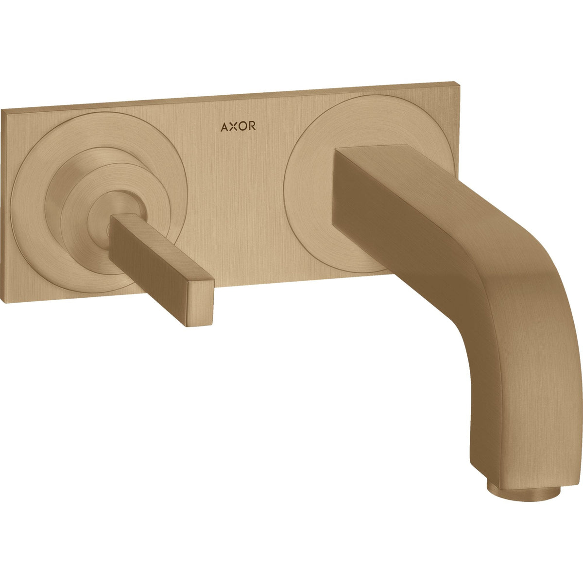 AXOR-Citterio-Single-lever-basin-mixer-for-concealed-installation-wall-mounted-with-pin-handle-spout-220-mm-and-plate-Brushed-Bronze-39115140