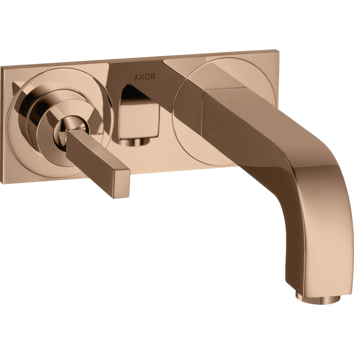 AXOR-Citterio-Single-lever-basin-mixer-for-concealed-installation-wall-mounted-with-pin-handle-spout-220-mm-and-plate-Polished-Red-Gold-39115300