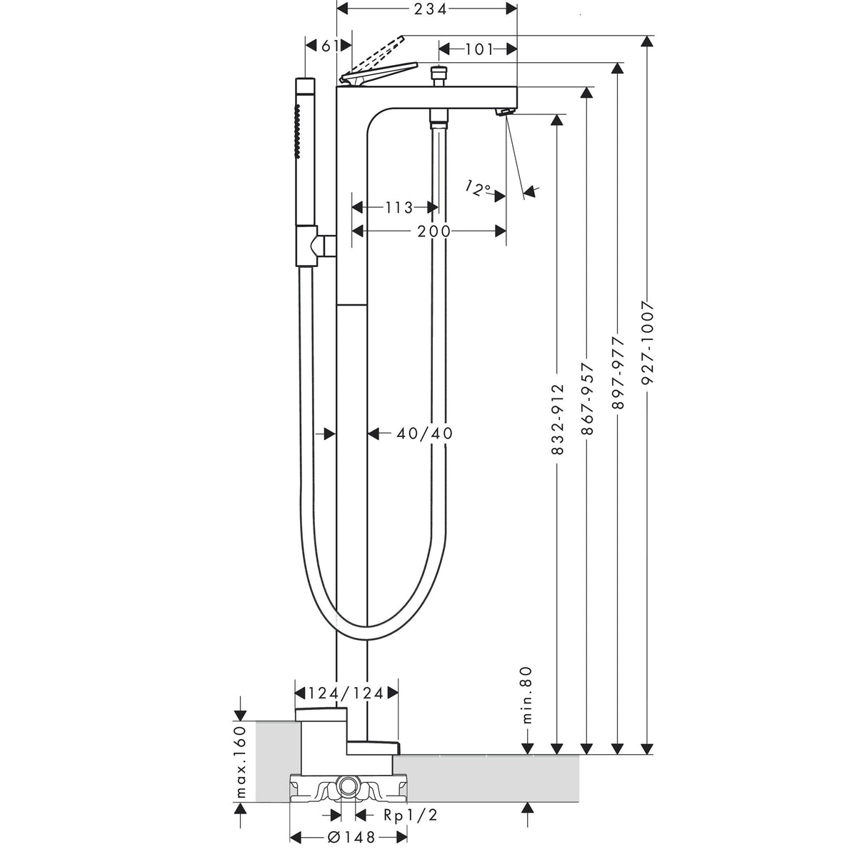 AXOR-Citterio-Single-lever-bath-mixer-floor-standing-with-lever-handle-39440-technical-02