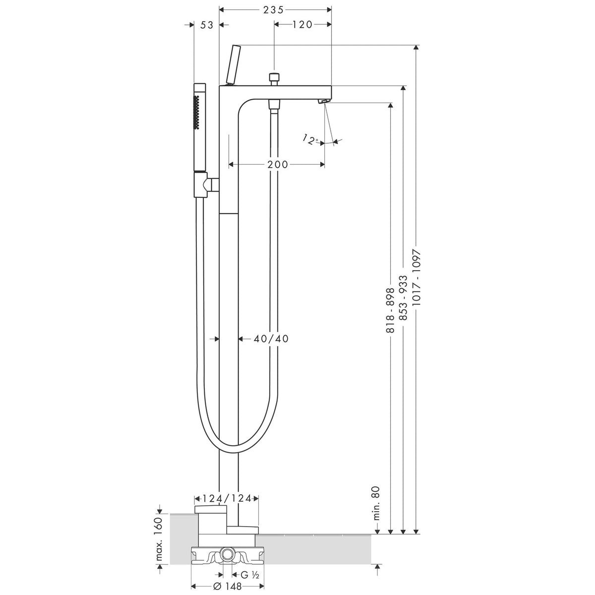 AXOR-Citterio-Single-lever-bath-mixer-floor-standing-with-pin-handle-39451-technical-02