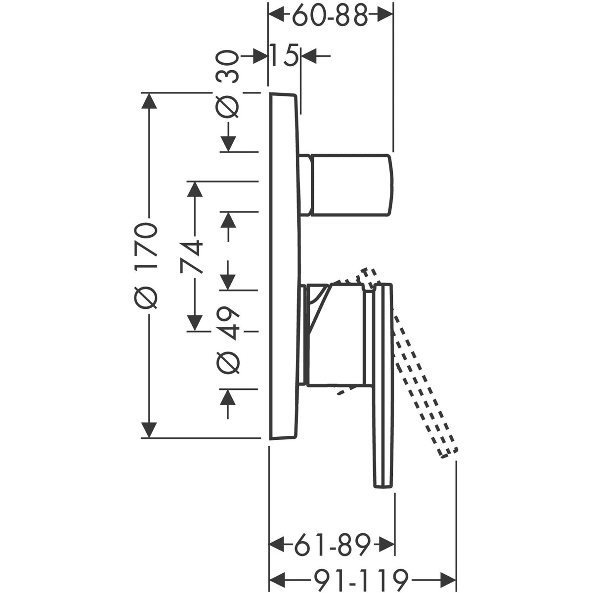 AXOR-Citterio-Single-lever-bath-mixer-for-concealed-installation-with-lever-handle-39455-technical-02