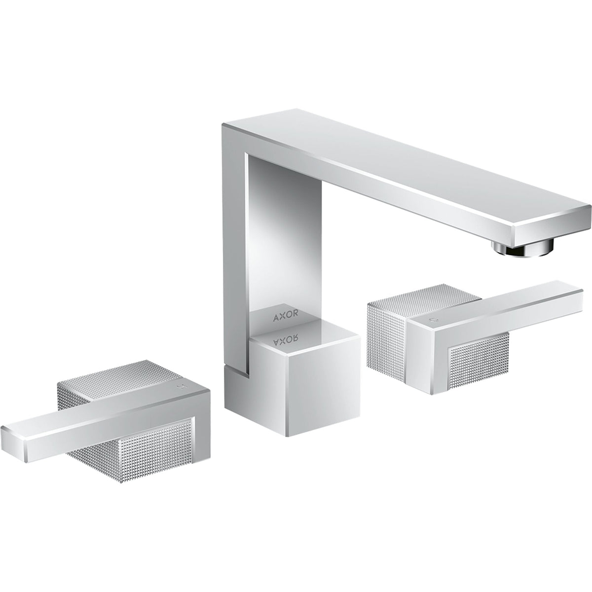 AXOR-Edge-3-hole-basin-mixer-130-with-push-open-waste-set-diamond-cut-Chrome-46051000
