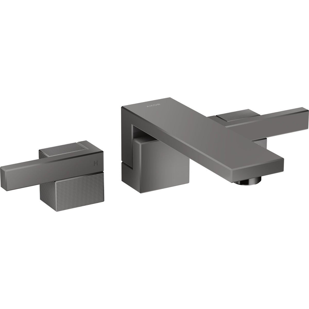 AXOR-Edge-3-hole-basin-mixer-for-concealed-installation-wall-mounted-with-spout-190-mm-and-push-open-waste-set-diamond-cut-Polished-Black-Chrome-46061330