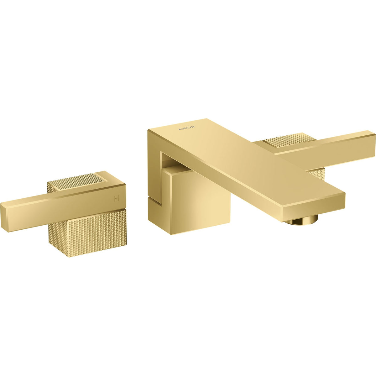 AXOR-Edge-3-hole-basin-mixer-for-concealed-installation-wall-mounted-with-spout-190-mm-and-push-open-waste-set-diamond-cut-Polished-Gold-Optic-46061990