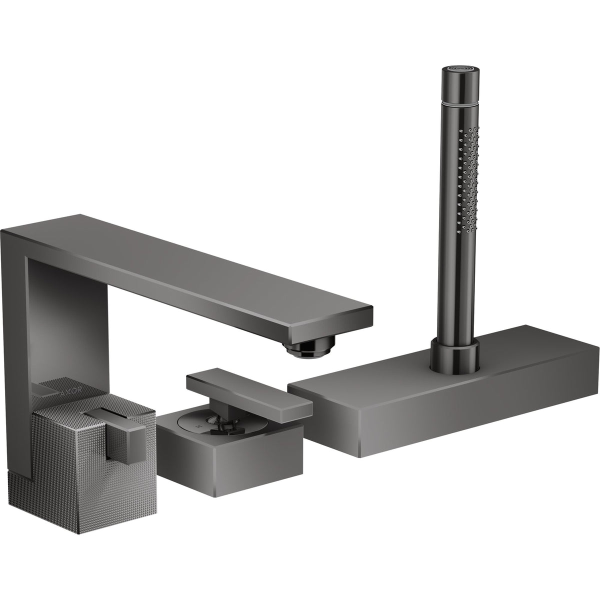 AXOR-Edge-3-hole-rim-mounted-bath-mixer-diamond-cut-Polished-Black-Chrome-46431330