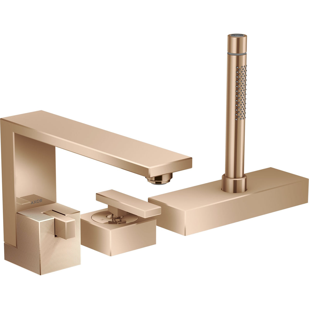 AXOR-Edge-3-hole-rim-mounted-bath-mixer-diamond-cut-Polished-Red-Gold-46431300