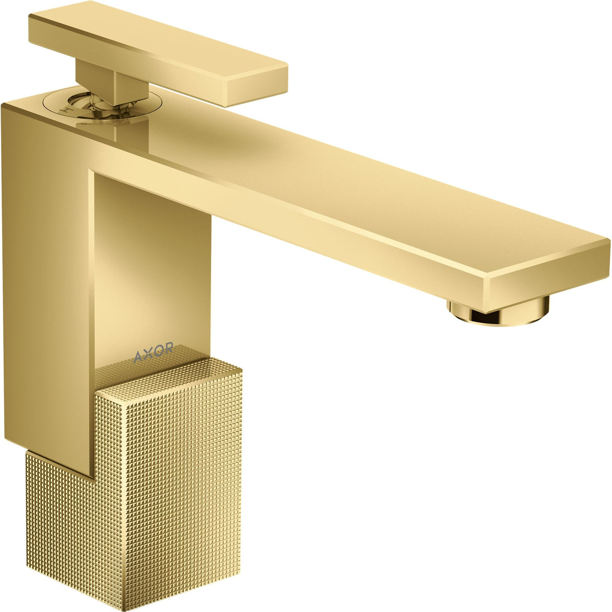 AXOR-Edge-Single-lever-basin-mixer-130-with-push-open-waste-set-diamond-cut-Polished-Gold-Optic-46011990