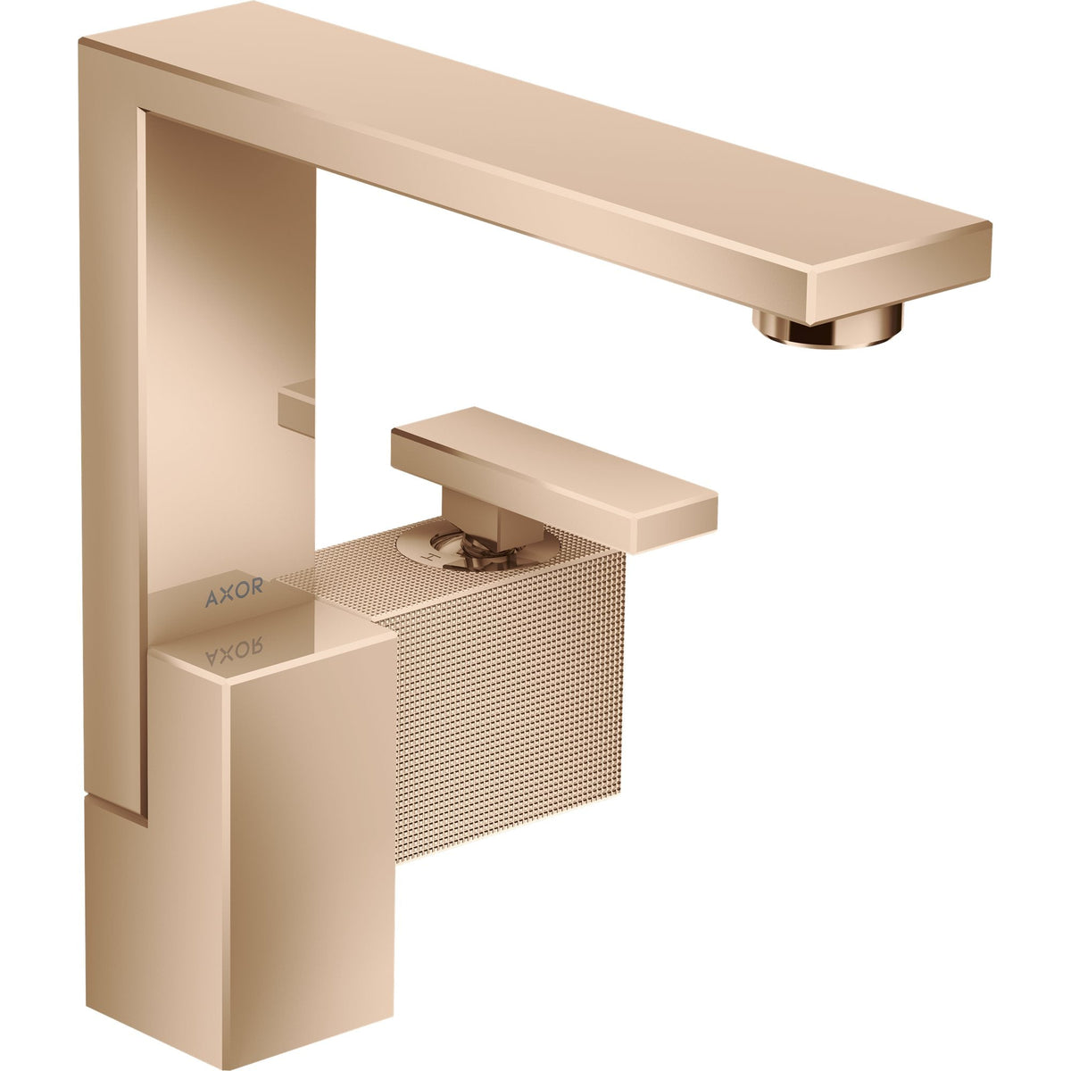 AXOR-Edge-Single-lever-basin-mixer-190-with-push-open-waste-set-diamond-cut-Polished-Red-Gold-46021300