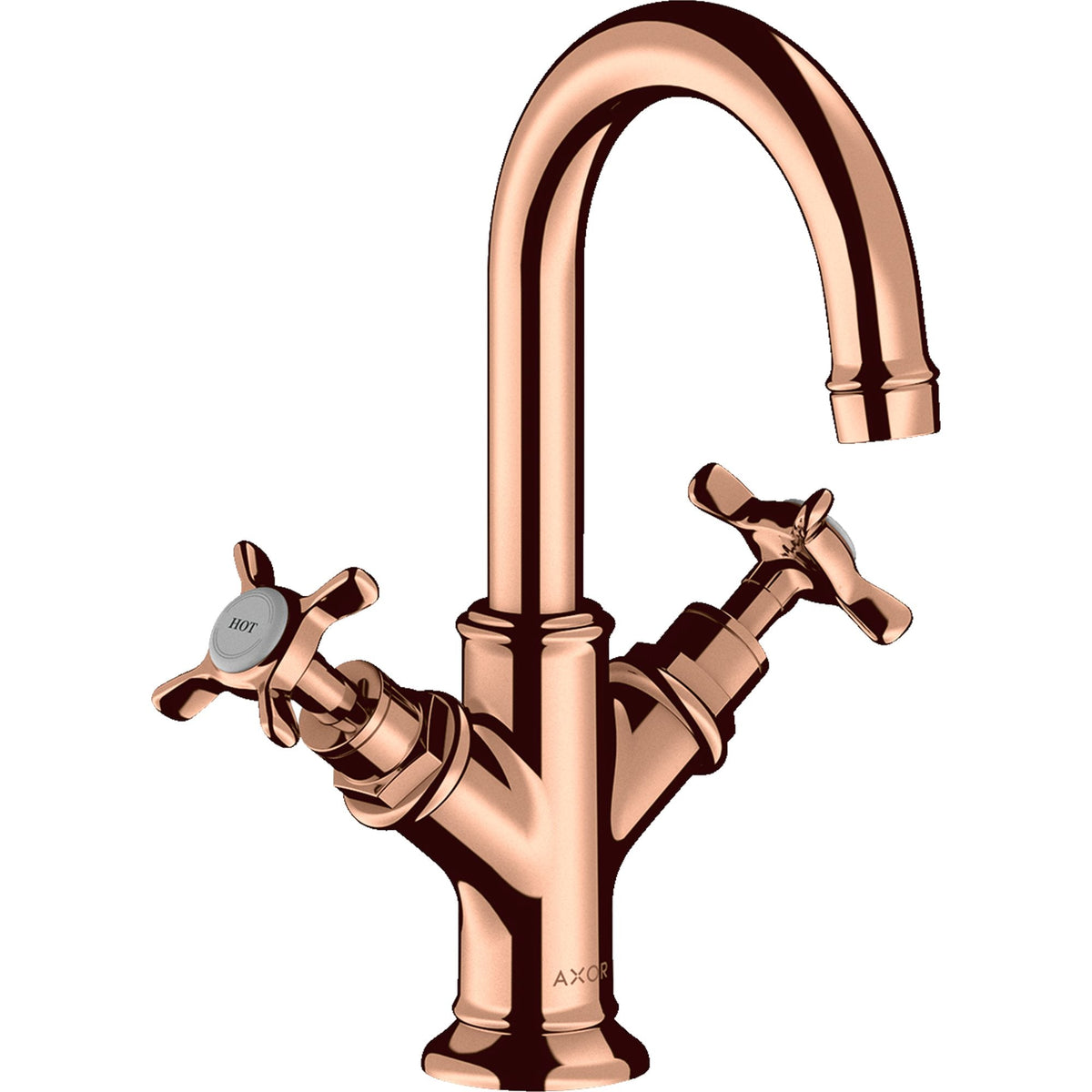 AXOR-Montreux-2-handle-basin-mixer-160-with-cross-handles-for-hand-wash-basins-with-pop-up-waste-set-Polished-Red-Gold-16505300