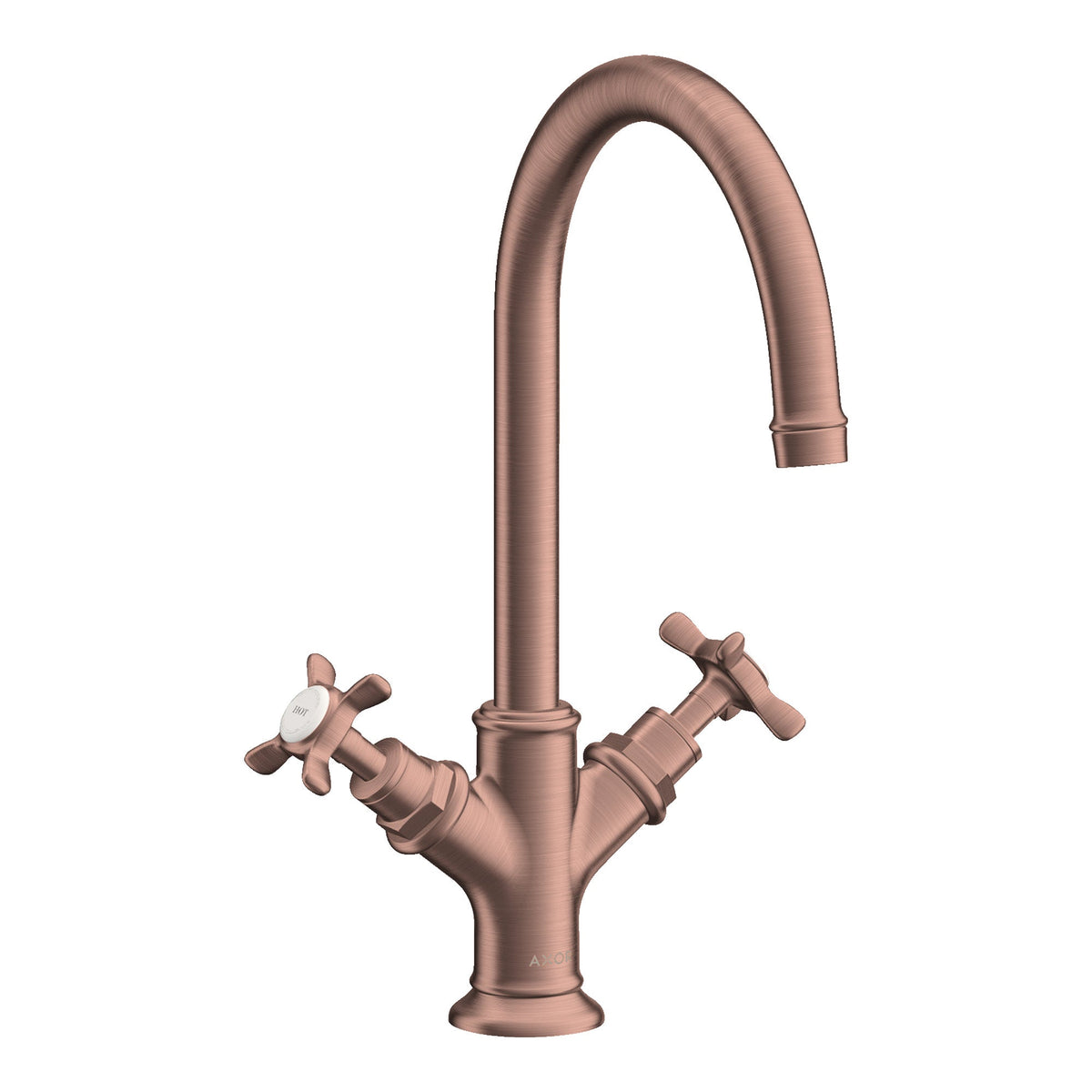 AXOR-Montreux-2-handle-basin-mixer-210-with-cross-handles-and-pop-up-waste-set-Brushed-Red-Gold-16502310