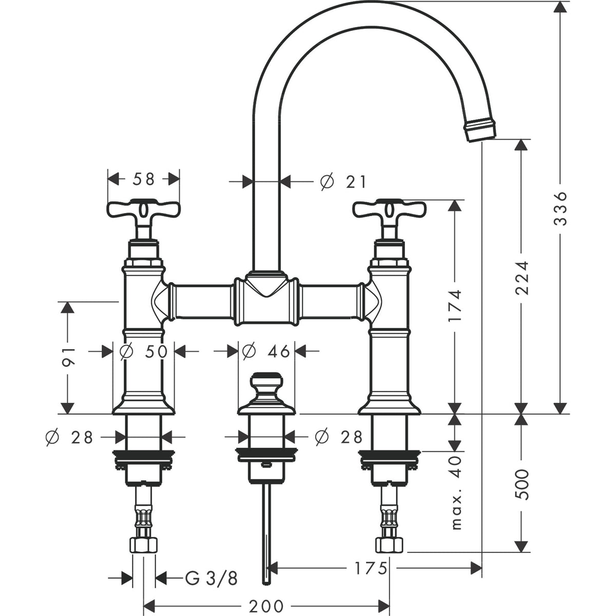 AXOR-Montreux-2-handle-basin-mixer-220-with-cross-handles-and-pop-up-waste-set-16510-technical-02