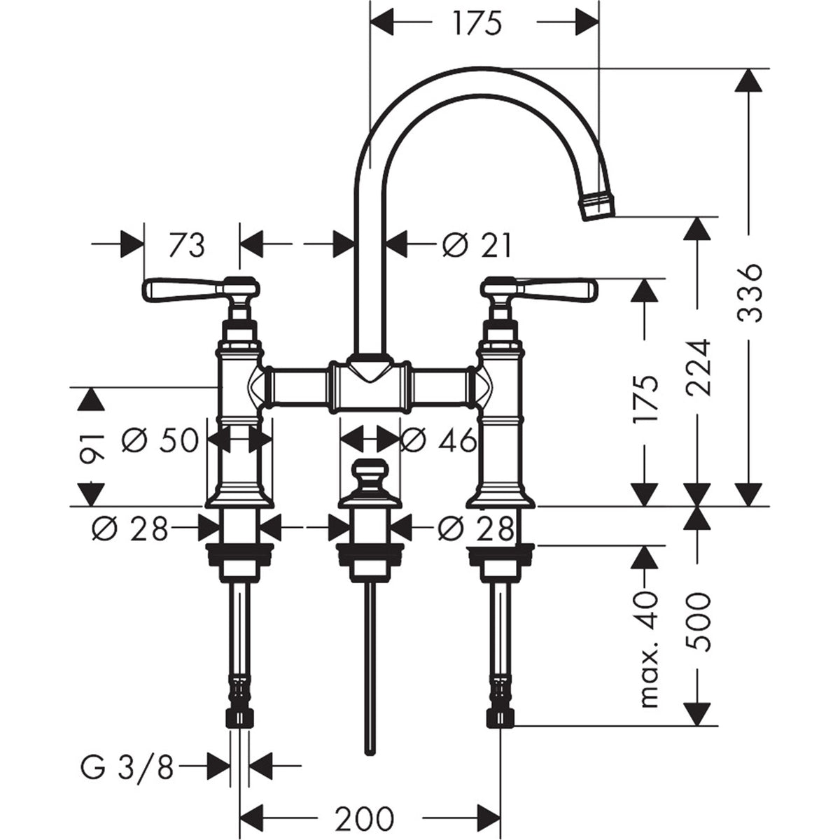 AXOR-Montreux-2-handle-basin-mixer-220-with-lever-handles-and-pop-up-waste-set-16511-technical-02