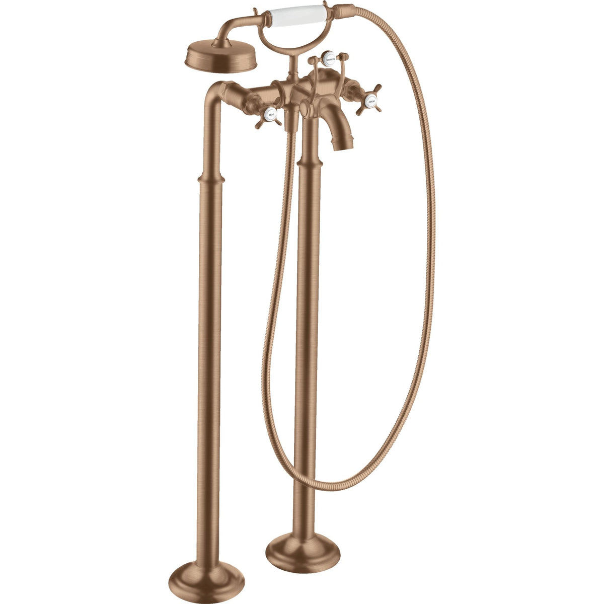 AXOR-Montreux-2-handle-bath-mixer-floor-standing-with-cross-handles-Brushed-Red-Gold-16547310
