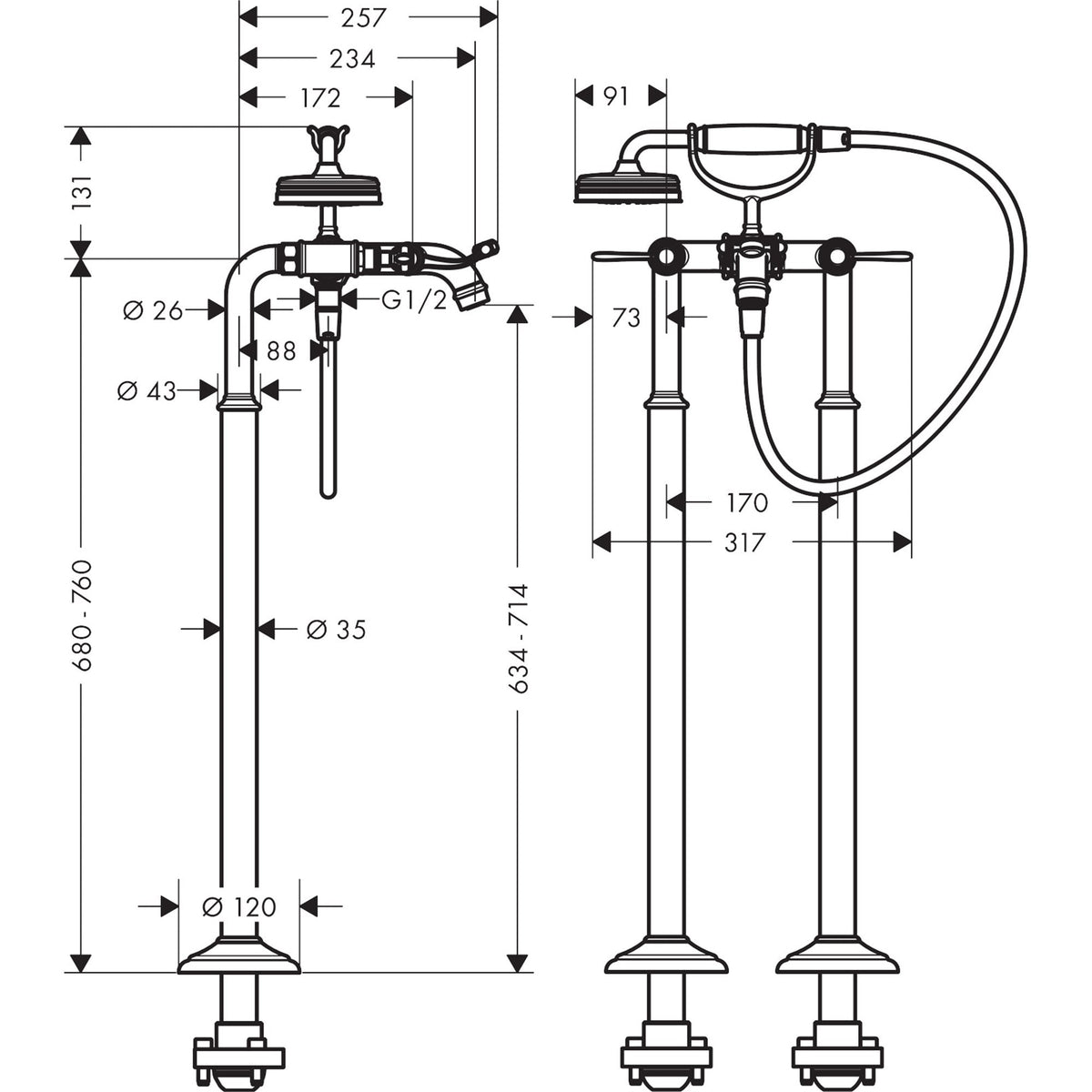 AXOR-Montreux-2-handle-bath-mixer-floor-standing-with-lever-handles-16553-technical-02
