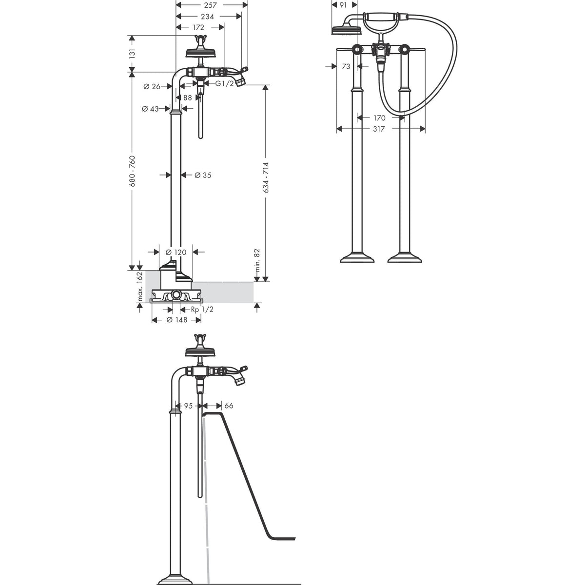 AXOR-Montreux-2-handle-bath-mixer-floor-standing-with-lever-handles-16553-technical-04
