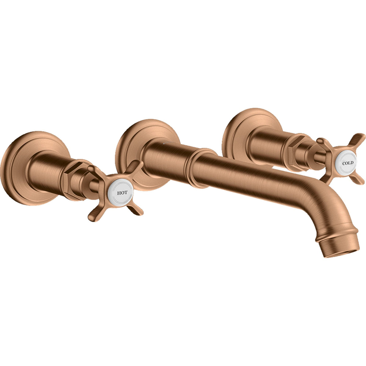 AXOR-Montreux-3-hole-basin-mixer-for-concealed-installation-wall-mounted-with-spout-165-225-mm-and-cross-handles-Brushed-Bronze-16532140