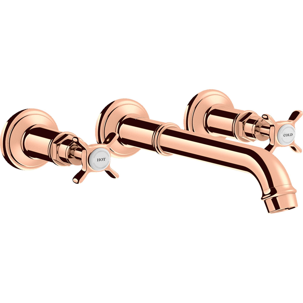 AXOR-Montreux-3-hole-basin-mixer-for-concealed-installation-wall-mounted-with-spout-165-225-mm-and-cross-handles-Polished-Red-Gold-16532300