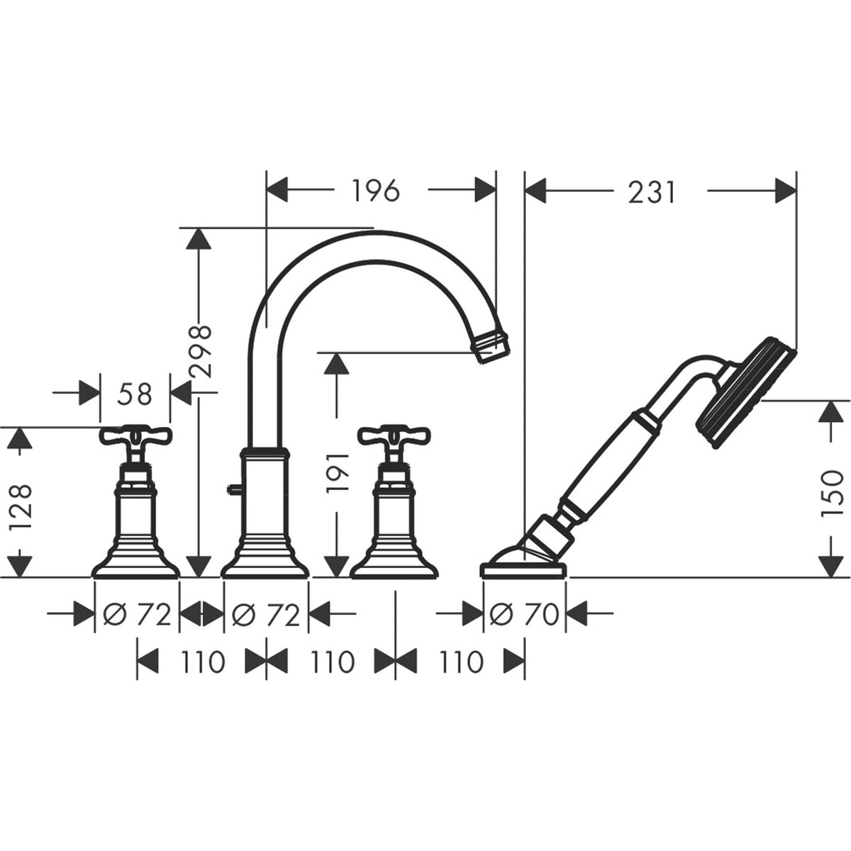 AXOR-Montreux-4-hole-rim-mounted-bath-mixer-with-cross-handles-16546-technical-02