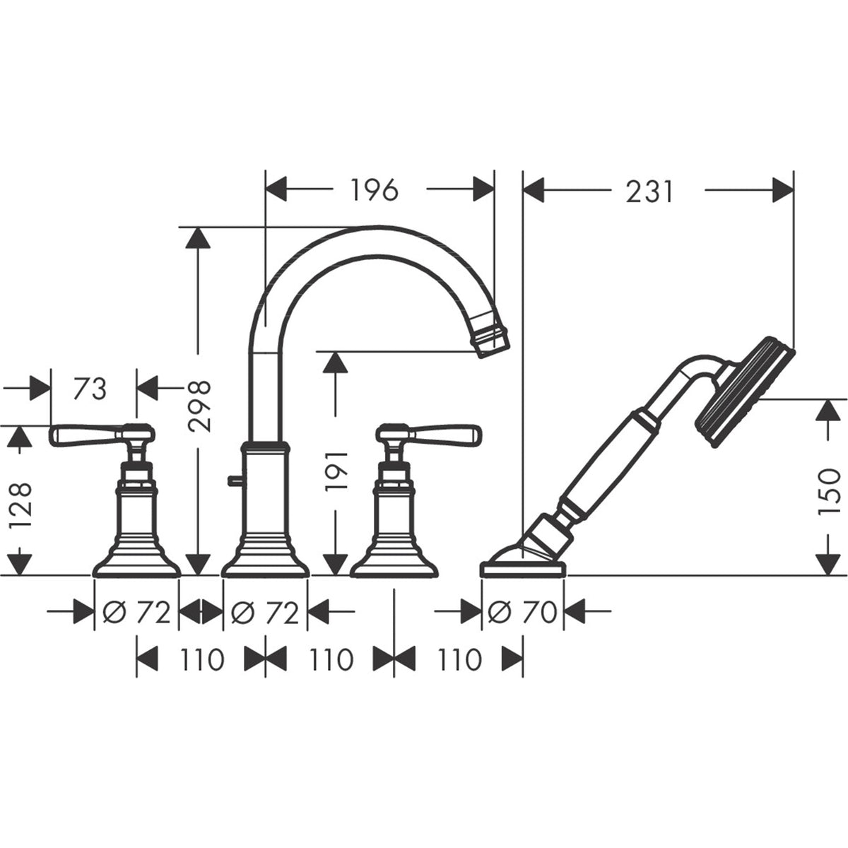 AXOR-Montreux-4-hole-rim-mounted-bath-mixer-with-lever-handles-16550-technical-02