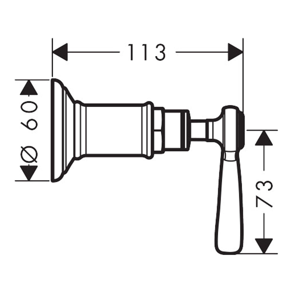 AXOR Montreux Shut off valve for concealed installation with lever handle 16872 technical 01