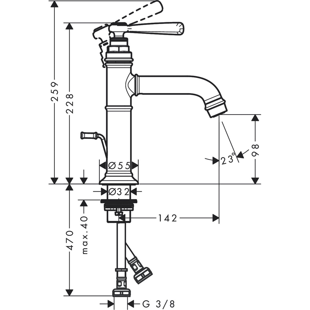 AXOR-Montreux-Single-lever-basin-mixer-100-with-lever-handle-and-pop-up-waste-set-16515-technical-02