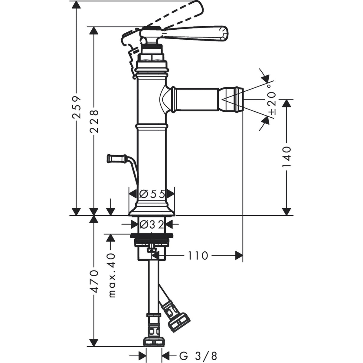 AXOR-Montreux-Single-lever-bidet-mixer-with-lever-handle-and-pop-up-waste-set-16526-technical-02