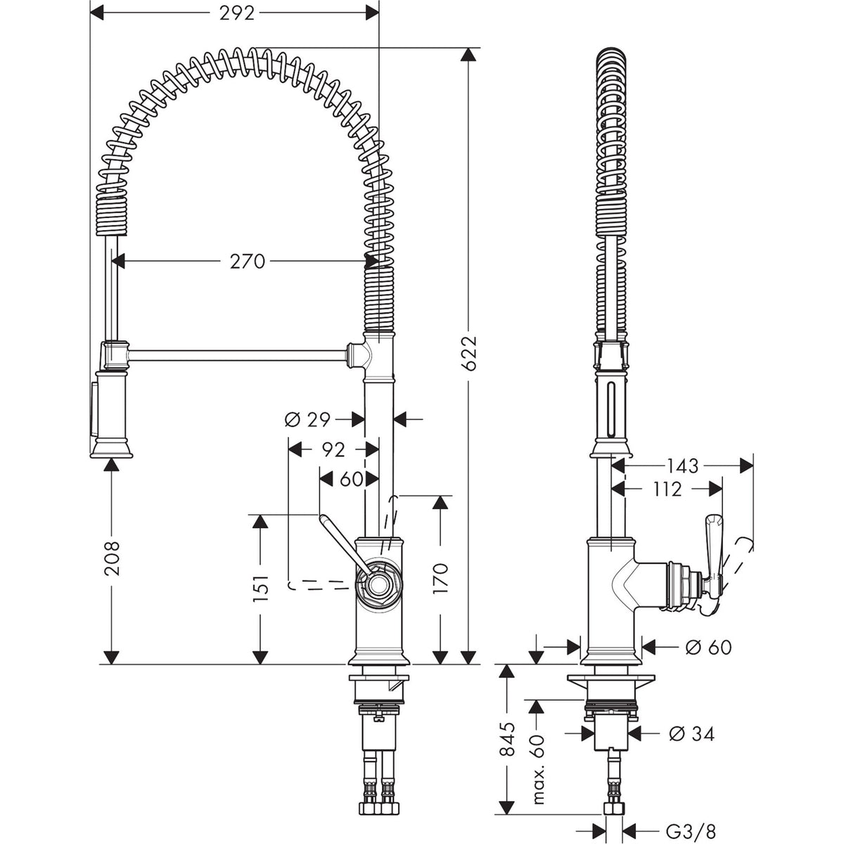 AXOR-Montreux-Single-lever-kitchen-mixer-210-Semi-Pro-16582-technical-02