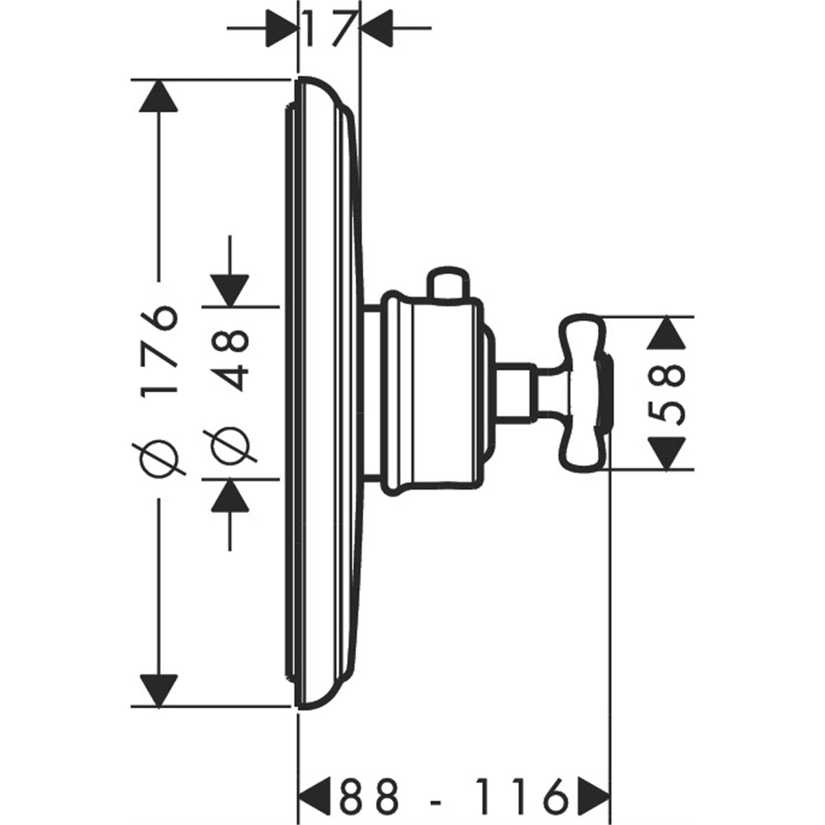 AXOR-Montreux-Thermostat-HighFlow-for-concealed-installation-with-cross-handle-16815-technical-01