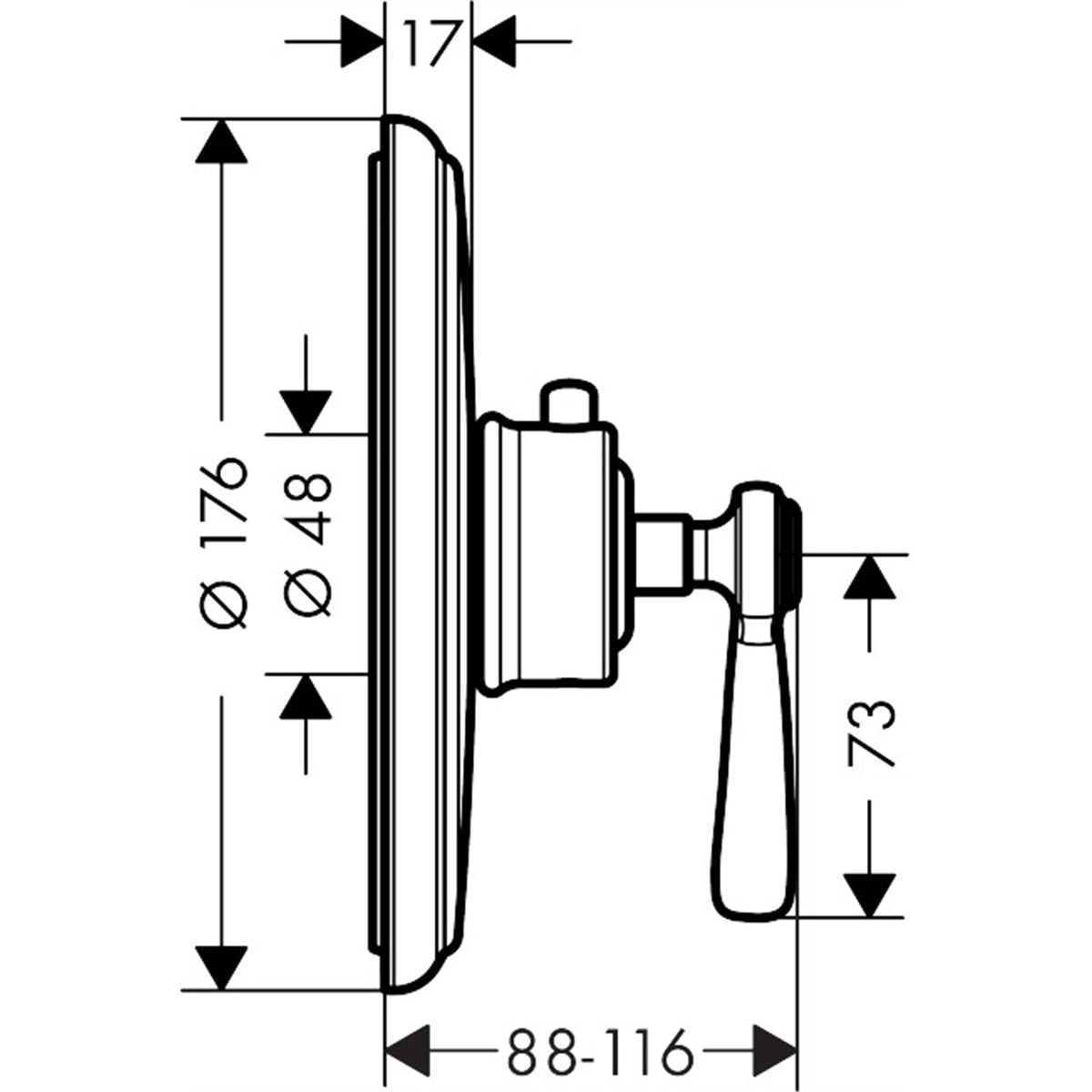 AXOR-Montreux-Thermostat-HighFlow-for-concealed-installation-with-lever-handle-16824-technical-01