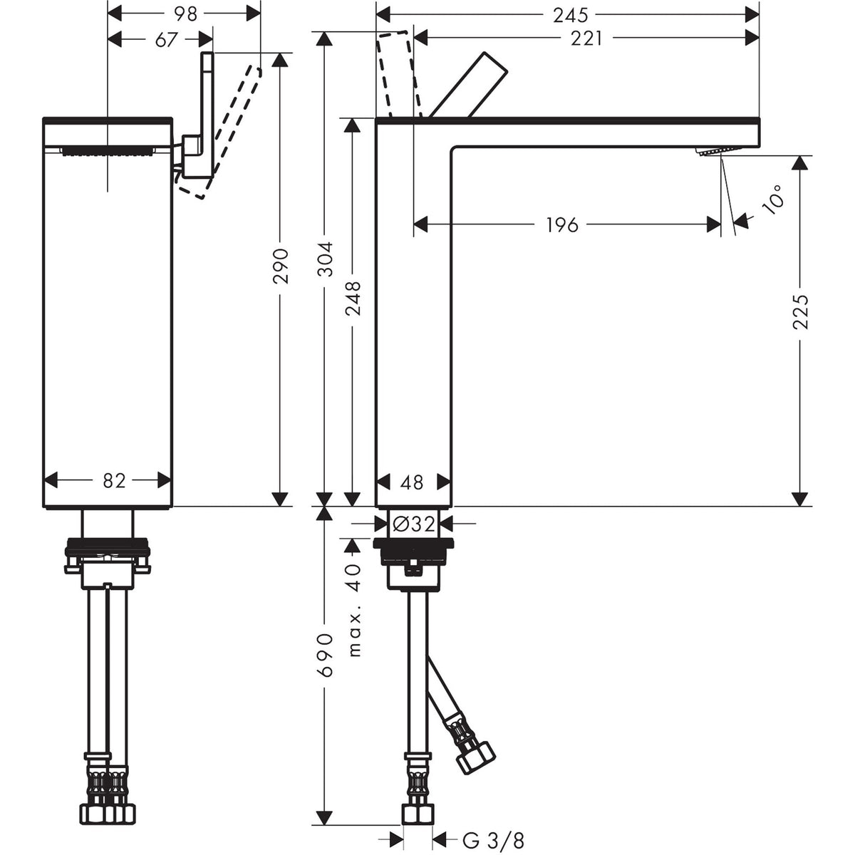 AXOR-MyEdition-Single-lever-basin-mixer-230-for-wash-bowls-with-push-open-waste-set-47020-technical-02
