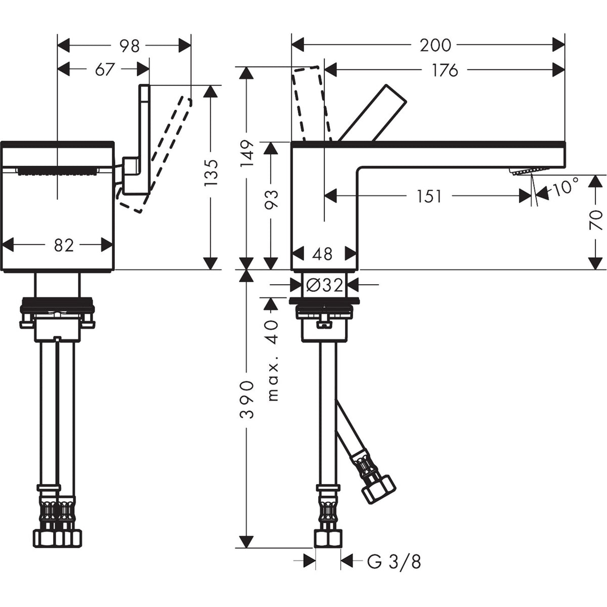 AXOR-MyEdition-Single-lever-basin-mixer-70-with-push-open-waste-set-47010-technical-02