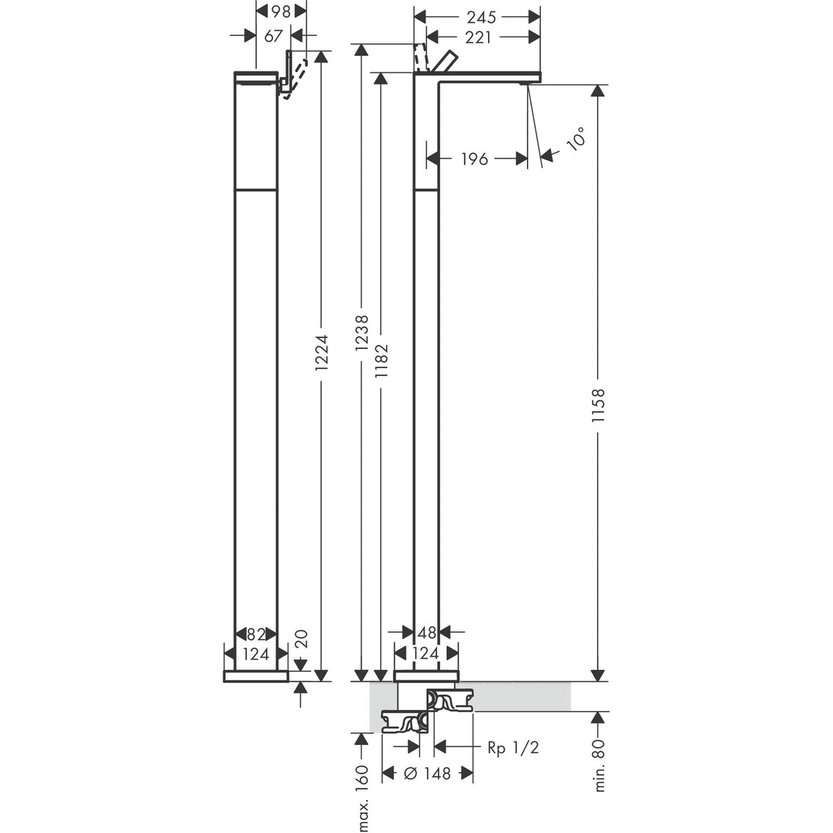 AXOR-MyEdition-Single-lever-basin-mixer-floor-standing-with-push-open-waste-set-without-plate-47042-technical-02