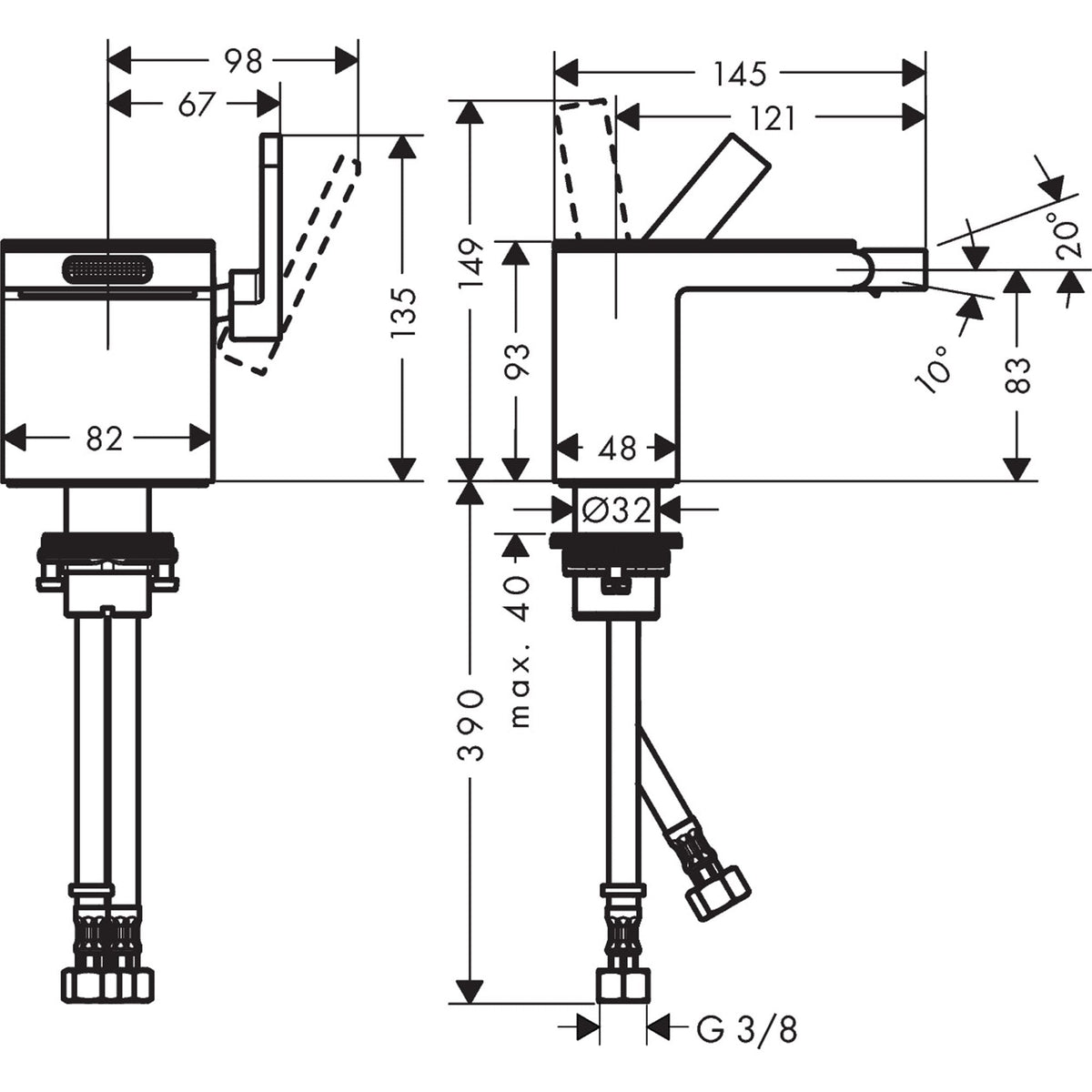 AXOR-MyEdition-Single-lever-bidet-mixer-with-push-open-waste-set-without-plate-47212-technical-02