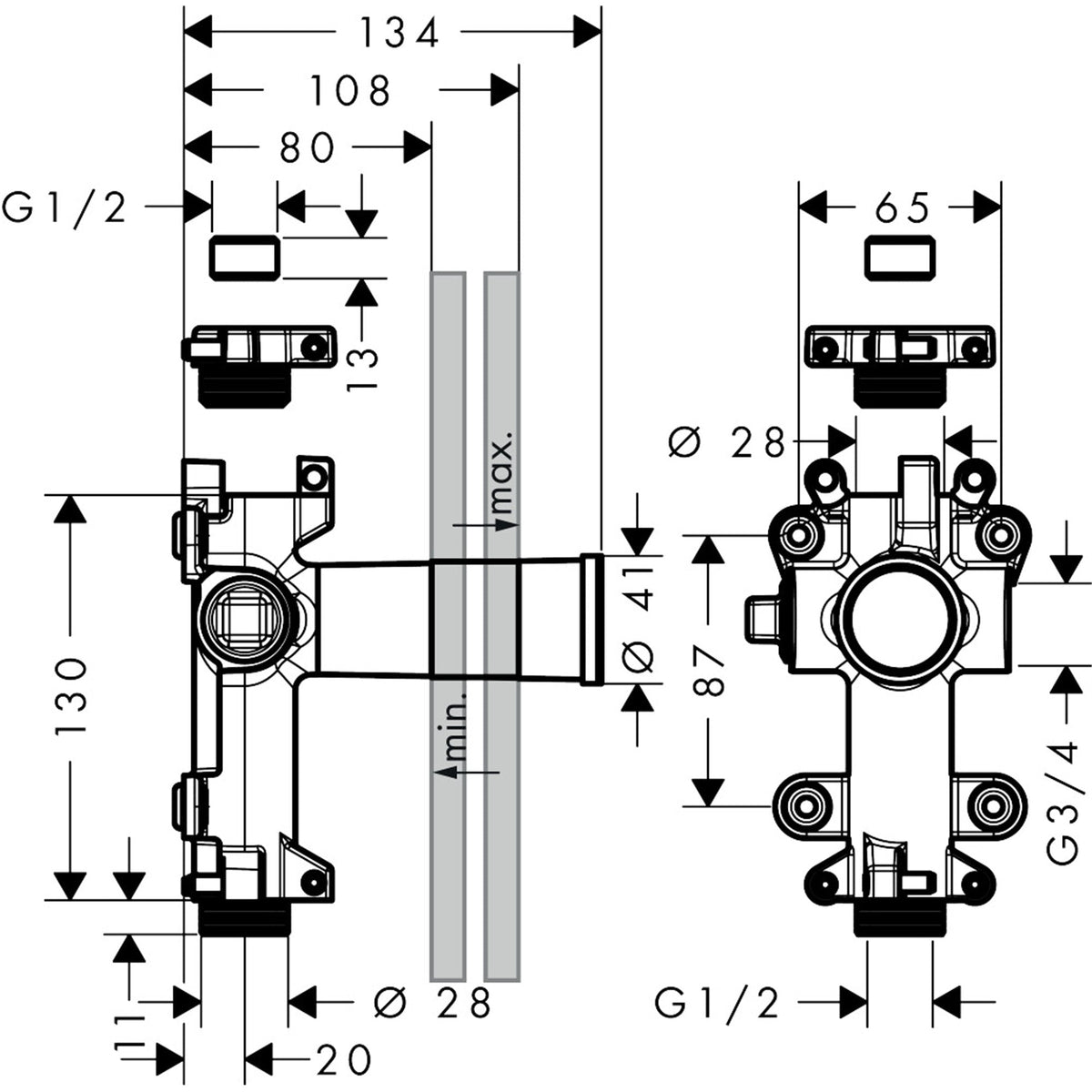 AXOR-One-Basic-set-for-shut-off-valve-for-concealed-installation-45770-technical-01