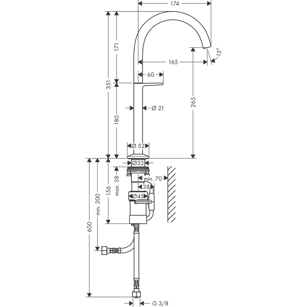 AXOR-One-Basin-mixer-Select-260-for-wash-bowls-with-push-open-waste-set-48030-technical-02
