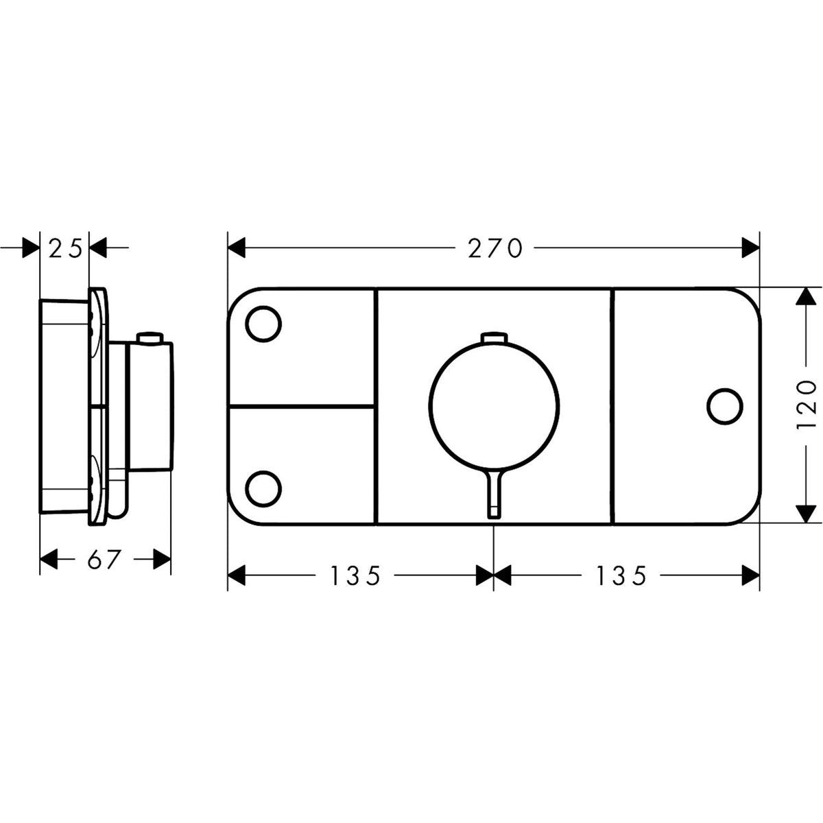 AXOR-One-Thermostatic-module-for-concealed-installation-for-3-functions-45713-technical-02