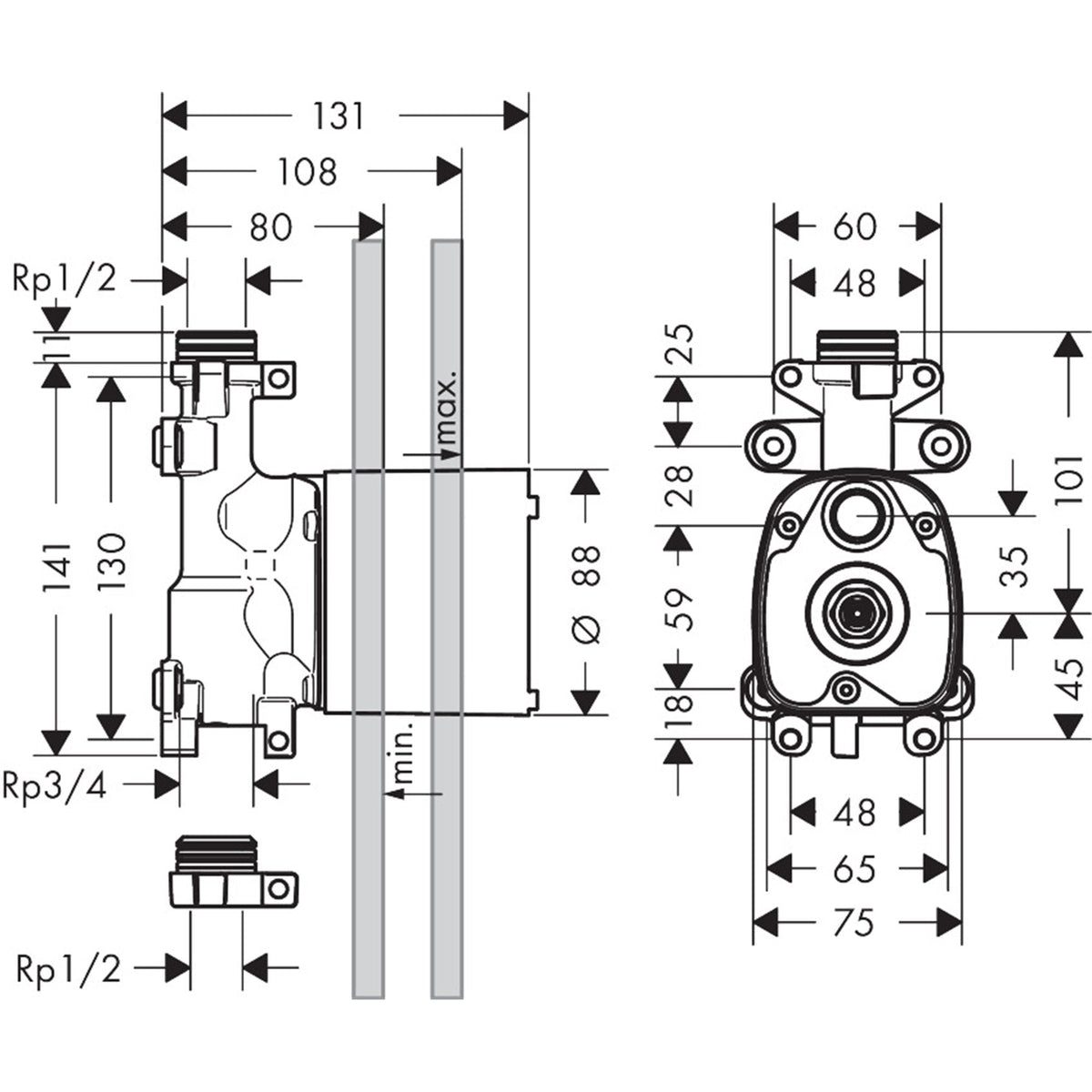 AXOR-ShowerSolutions-Basic-set-for-hand-shower-module-120-120-for-concealed-installation-10650-technical-01