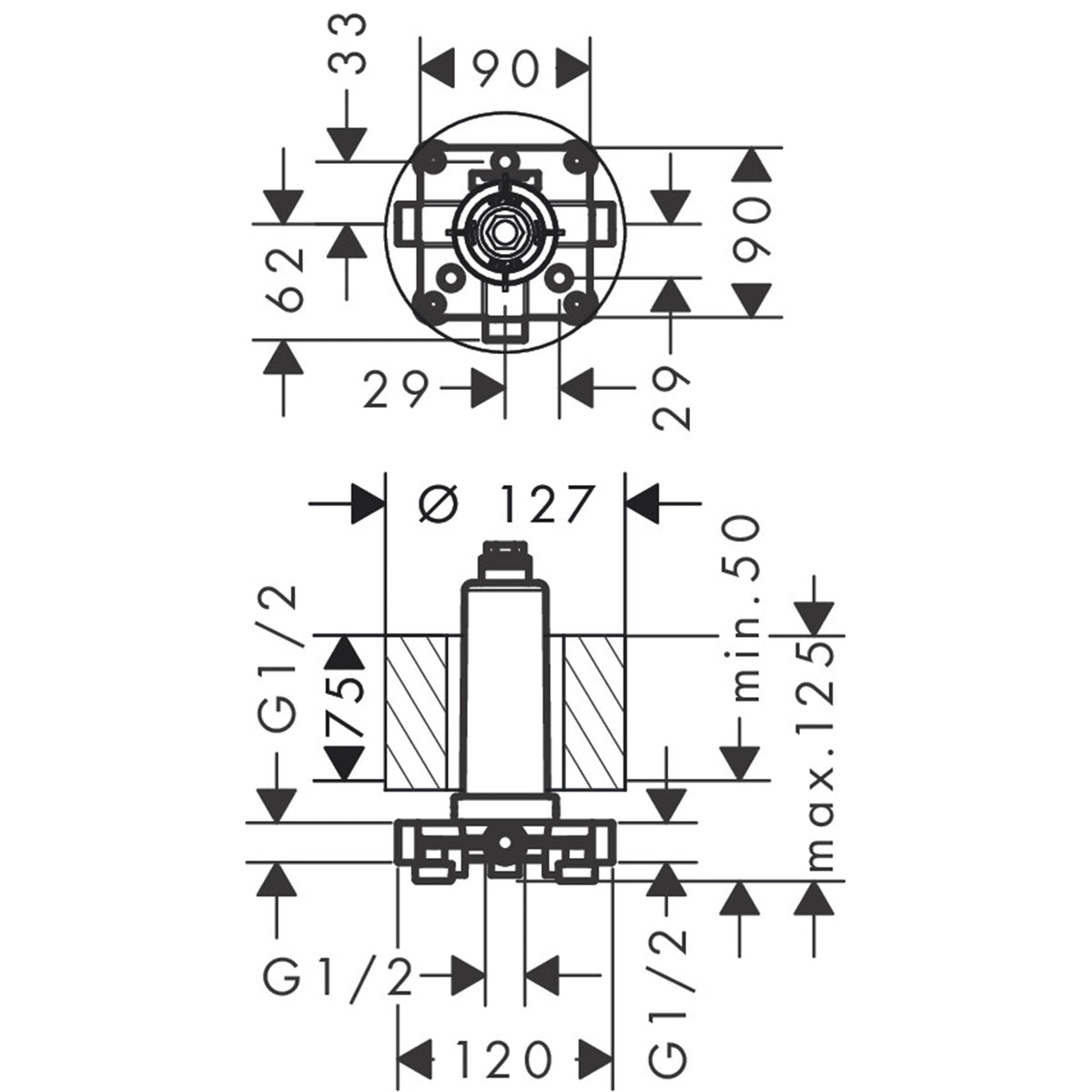 AXOR-ShowerSolutions-Basic-set-for-overhead-shower-with-ceiling-connector-26434-technical-01