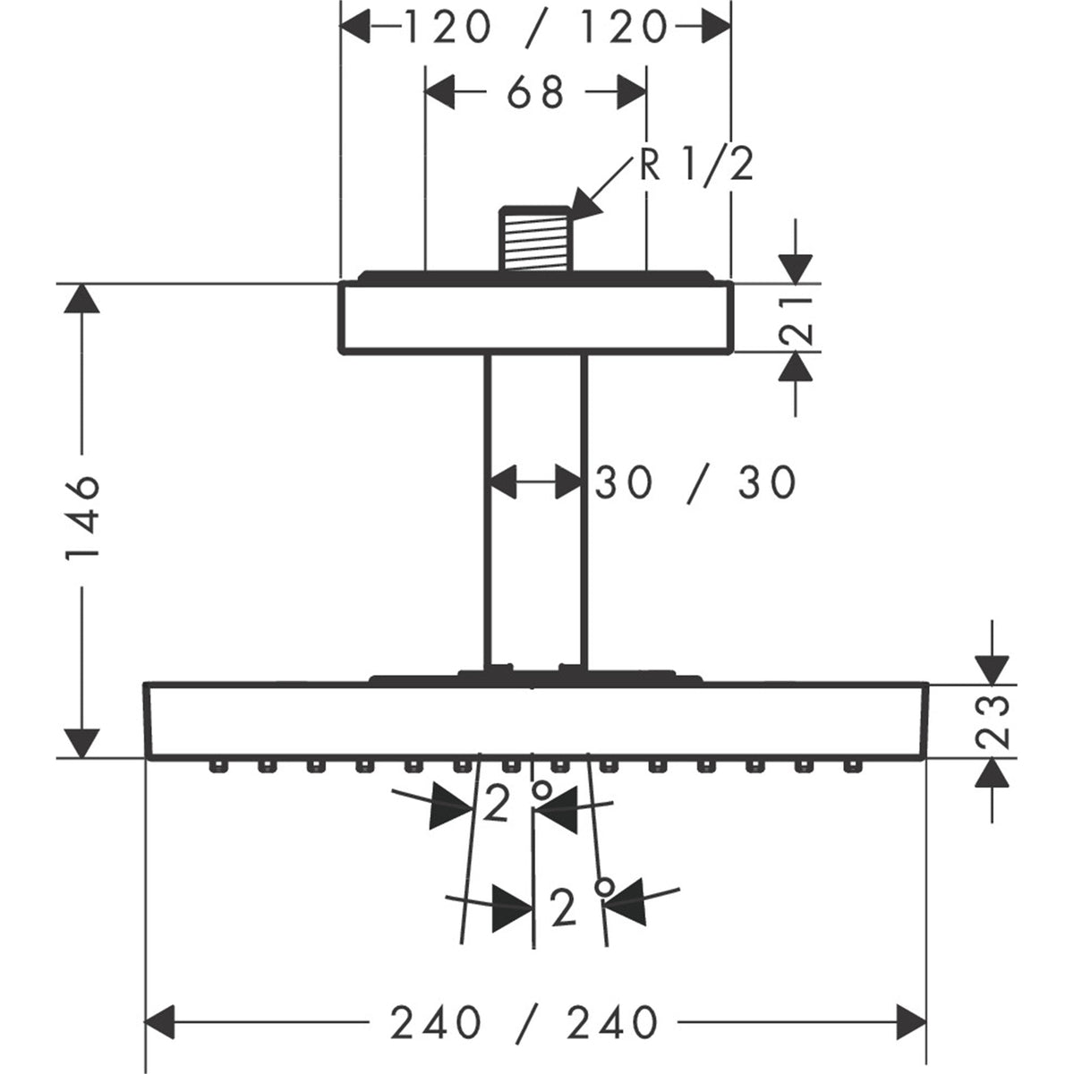 AXOR-ShowerSolutions-Overhead-shower-240-240-1jet-with-ceiling-connection-10929-technical-02