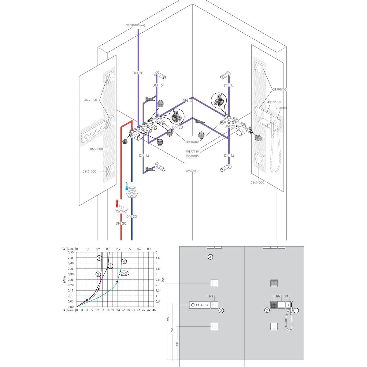 AXOR-ShowerSolutions-Shower-module-120-120-for-concealed-installation-square-28491-technical-06
