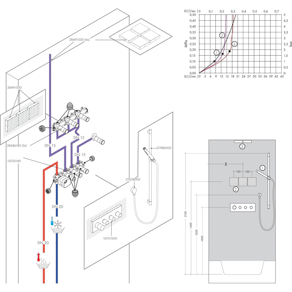 AXOR-ShowerSolutions-Shower-module-120-120-for-concealed-installation-square-28491-technical-09